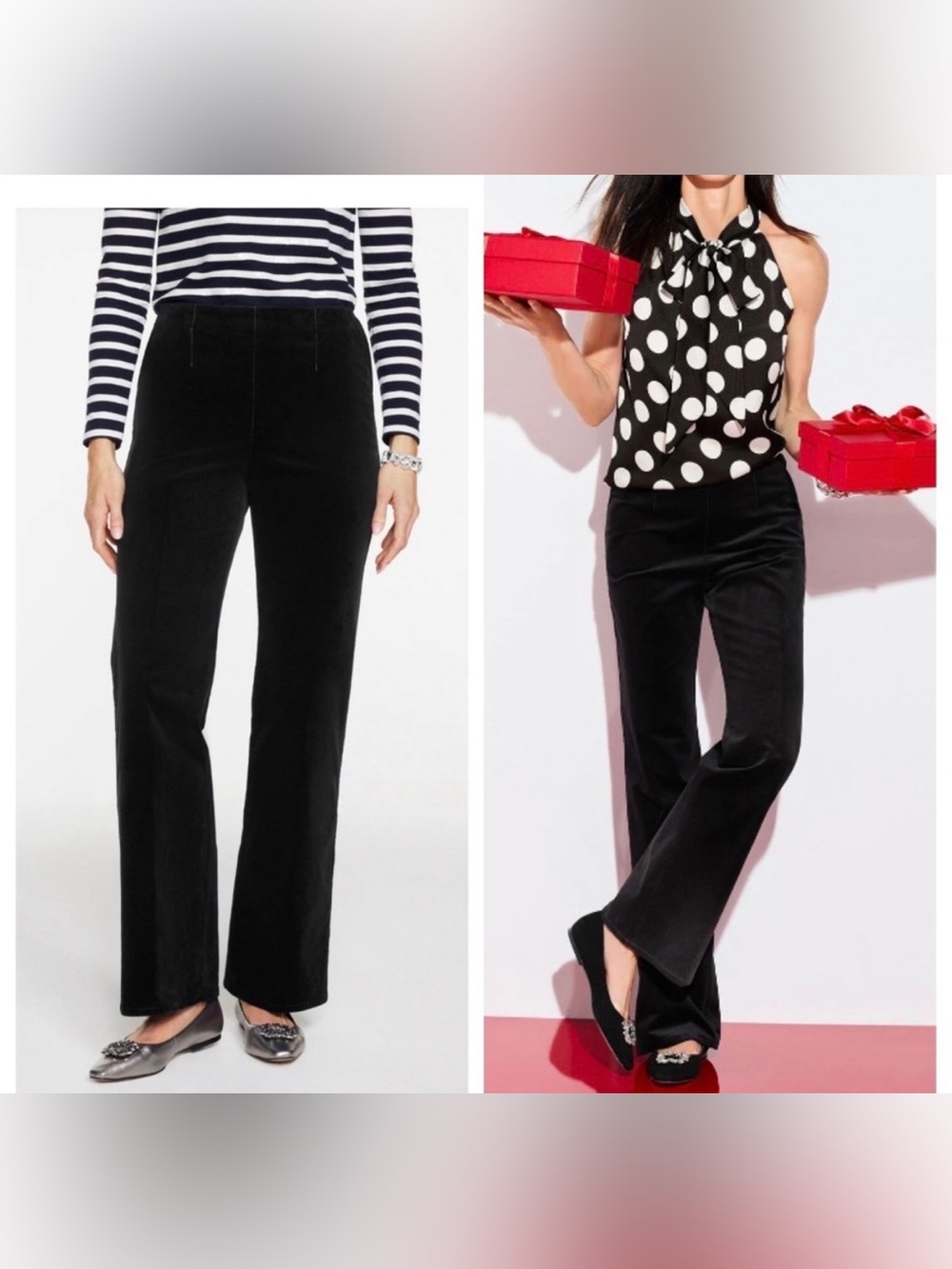 NWT new Talbots Wide leg corduroy black pull on pants